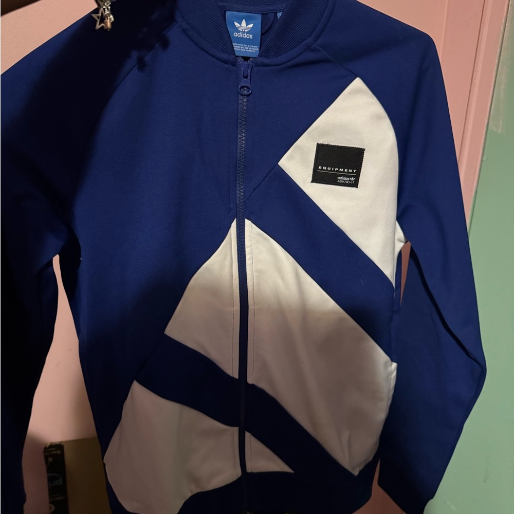 Adidas Blue and White Track Jacket